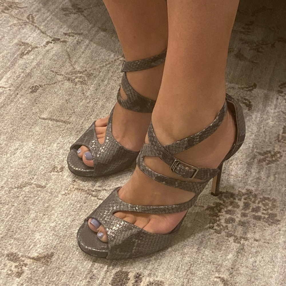 Jimmy Choo Snakeskin Print Platform Sandal